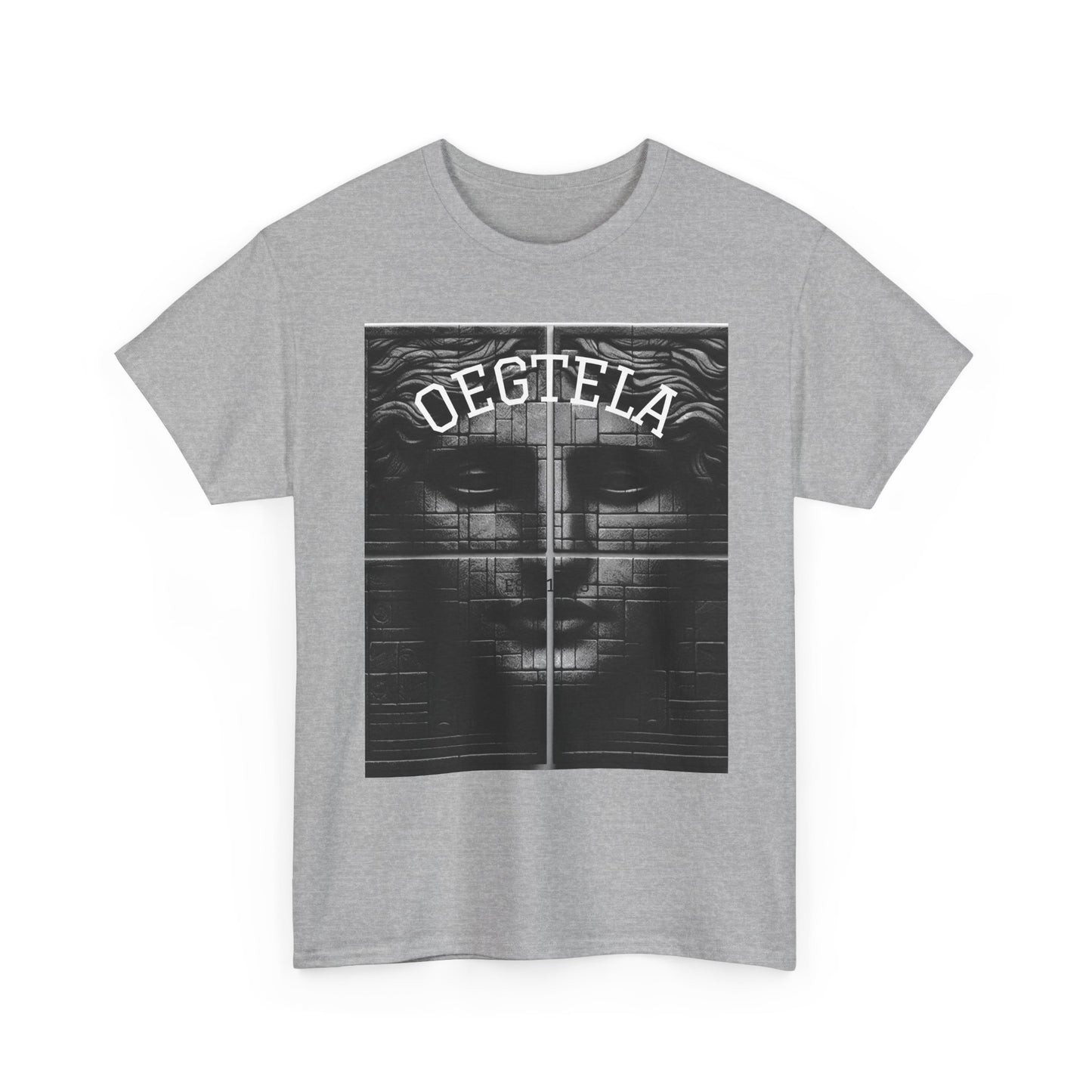 Statue Face Graphic Tee — 'OEGTELA' Vintage Monochrome Art T‑Shirt