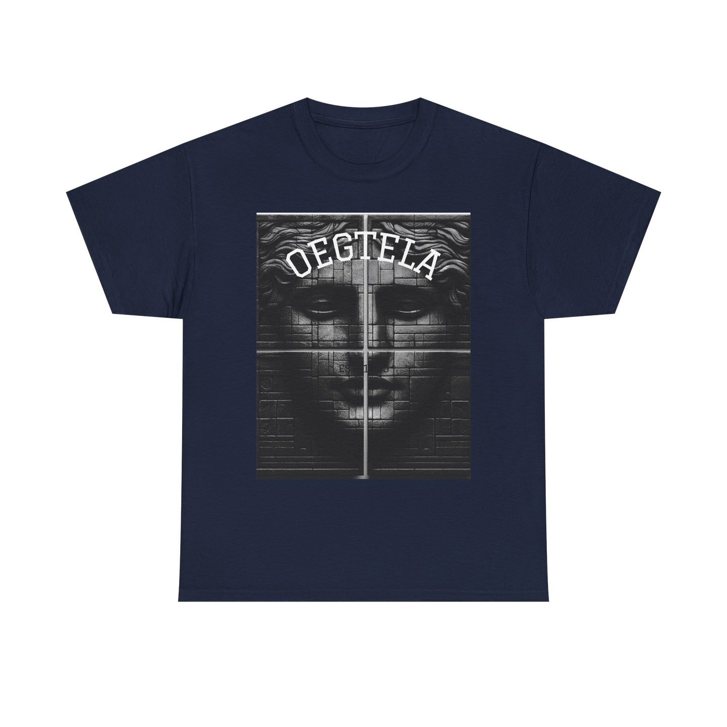 Statue Face Graphic Tee — 'OEGTELA' Vintage Monochrome Art T‑Shirt