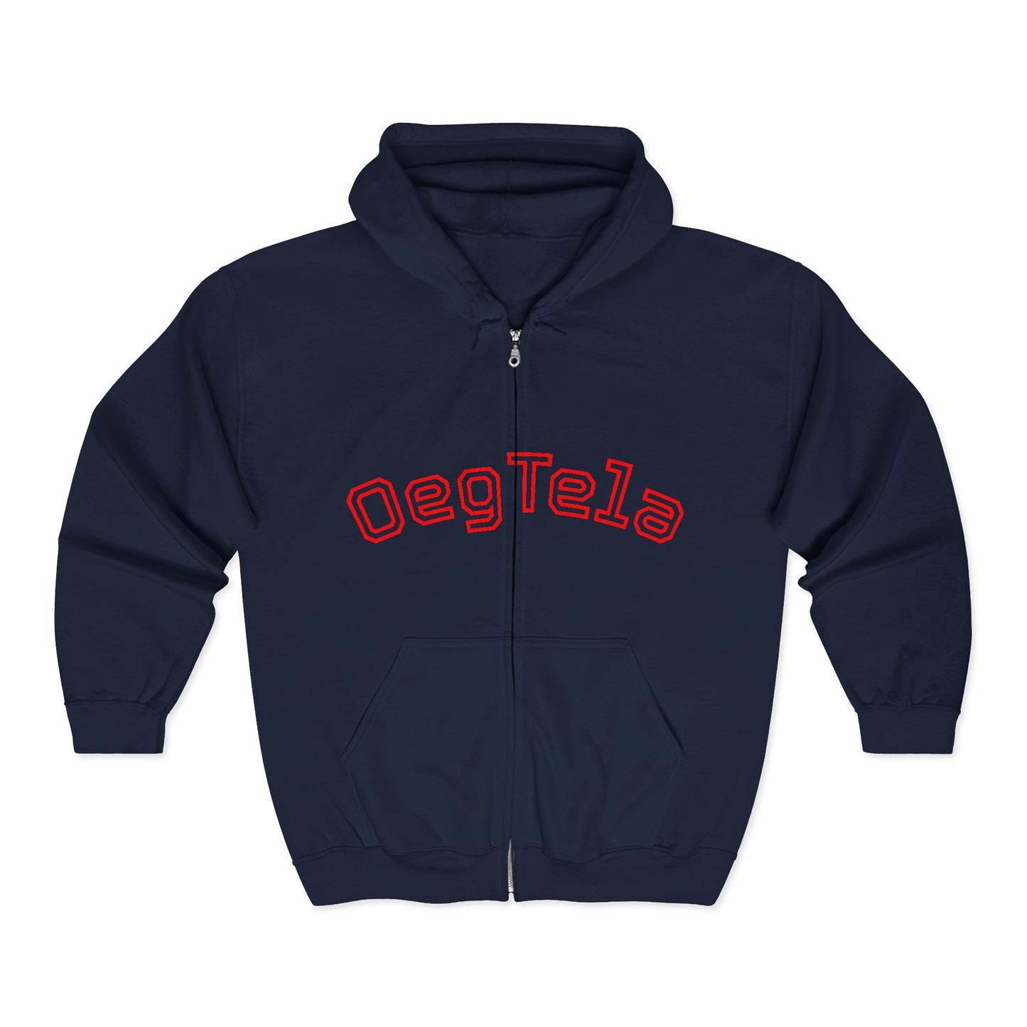 Zip Hoodie — Retro Red 'Oegtela' Arch