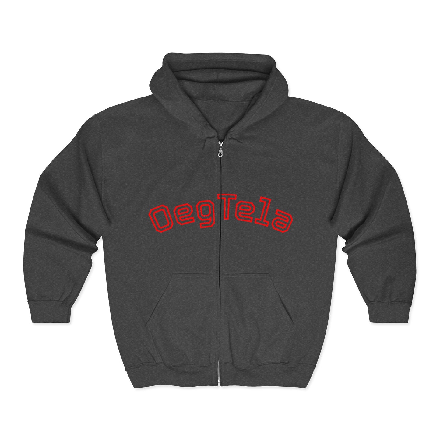 Zip Hoodie — Retro Red 'Oegtela' Arch