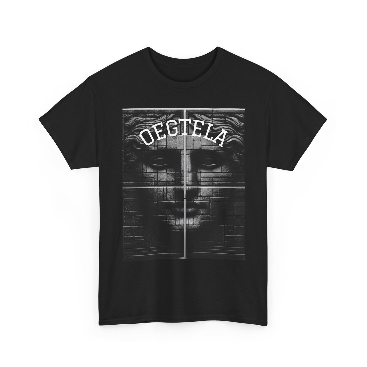 Statue Face Graphic Tee — 'OEGTELA' Vintage Monochrome Art T‑Shirt