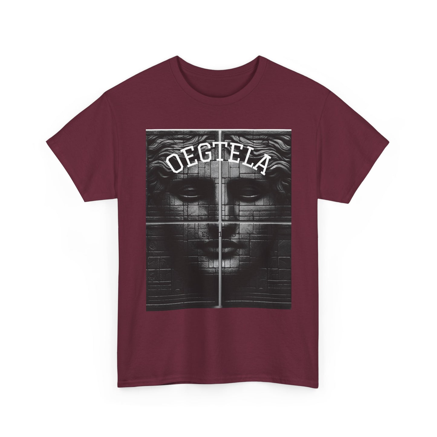 Statue Face Graphic Tee — 'OEGTELA' Vintage Monochrome Art T‑Shirt