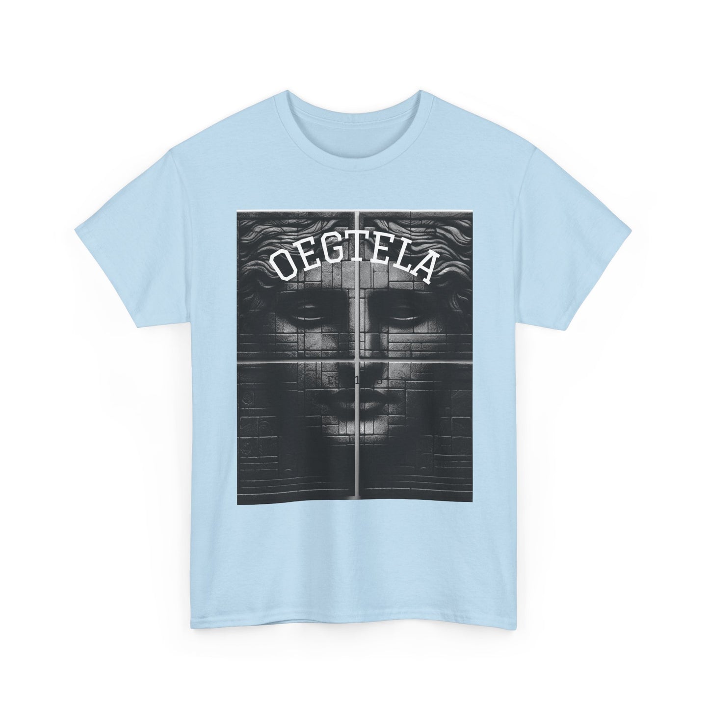 Statue Face Graphic Tee — 'OEGTELA' Vintage Monochrome Art T‑Shirt