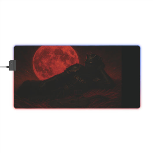 Gaming Mouse Pad - oegtela king of the Red Moon Design, RGB, Desk Accessory for Gamers