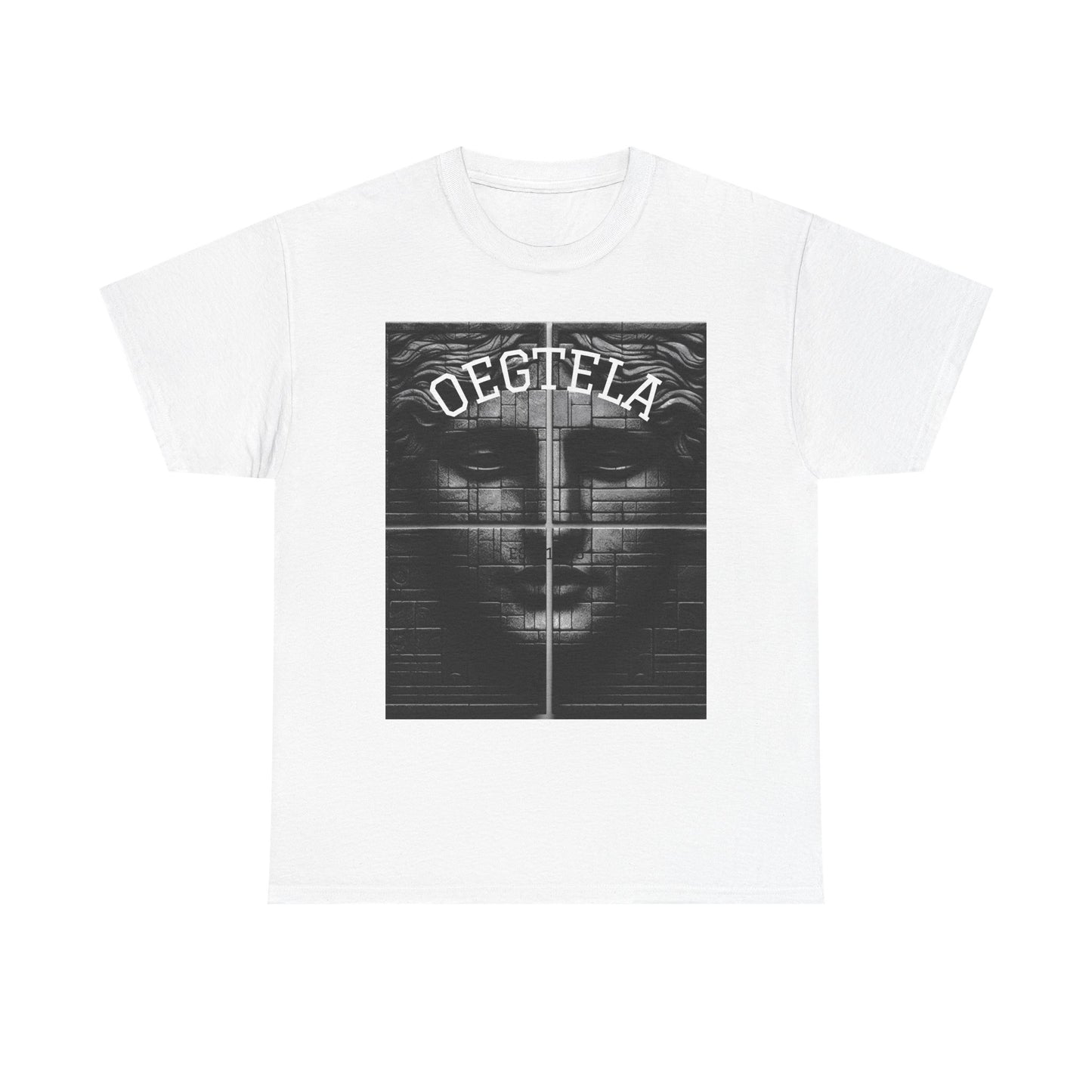 Statue Face Graphic Tee — 'OEGTELA' Vintage Monochrome Art T‑Shirt