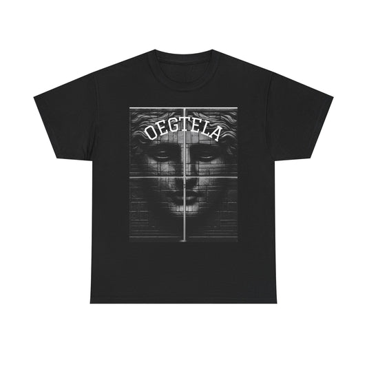 Statue Face Graphic Tee — 'OEGTELA' Vintage Monochrome Art T‑Shirt
