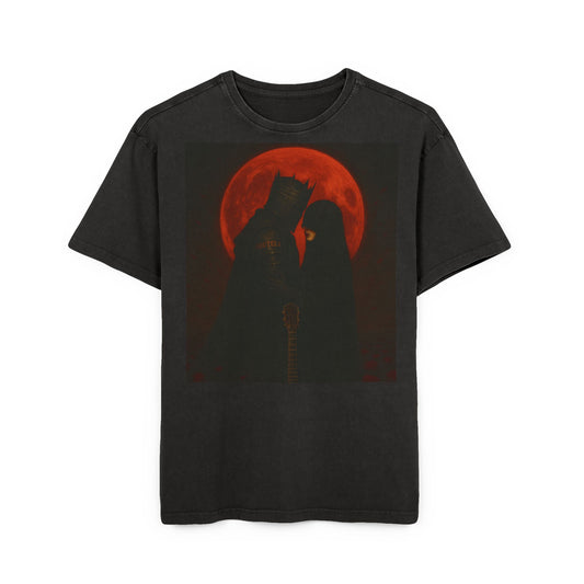 Men's Tee - Oegtela King Under the Red Moon Acid Washed Heavy Oversize Shirt