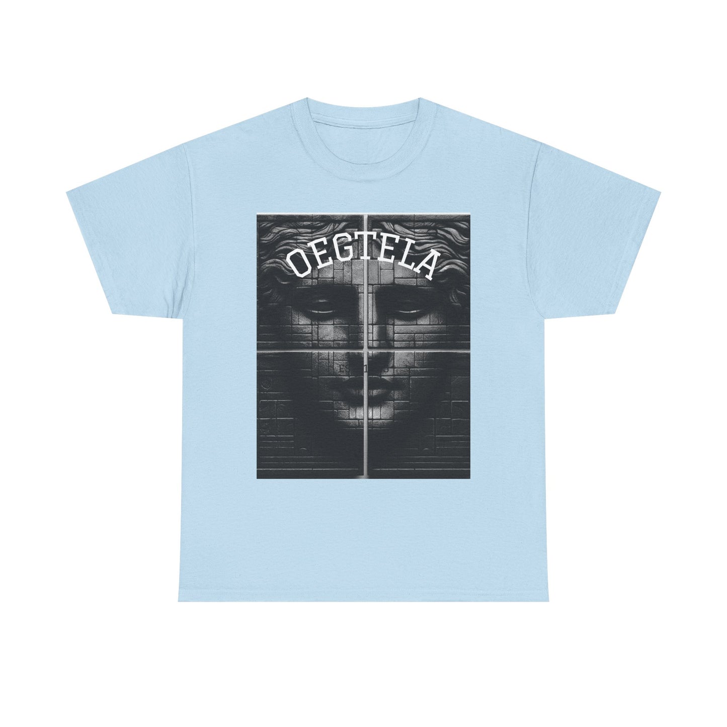 Statue Face Graphic Tee — 'OEGTELA' Vintage Monochrome Art T‑Shirt