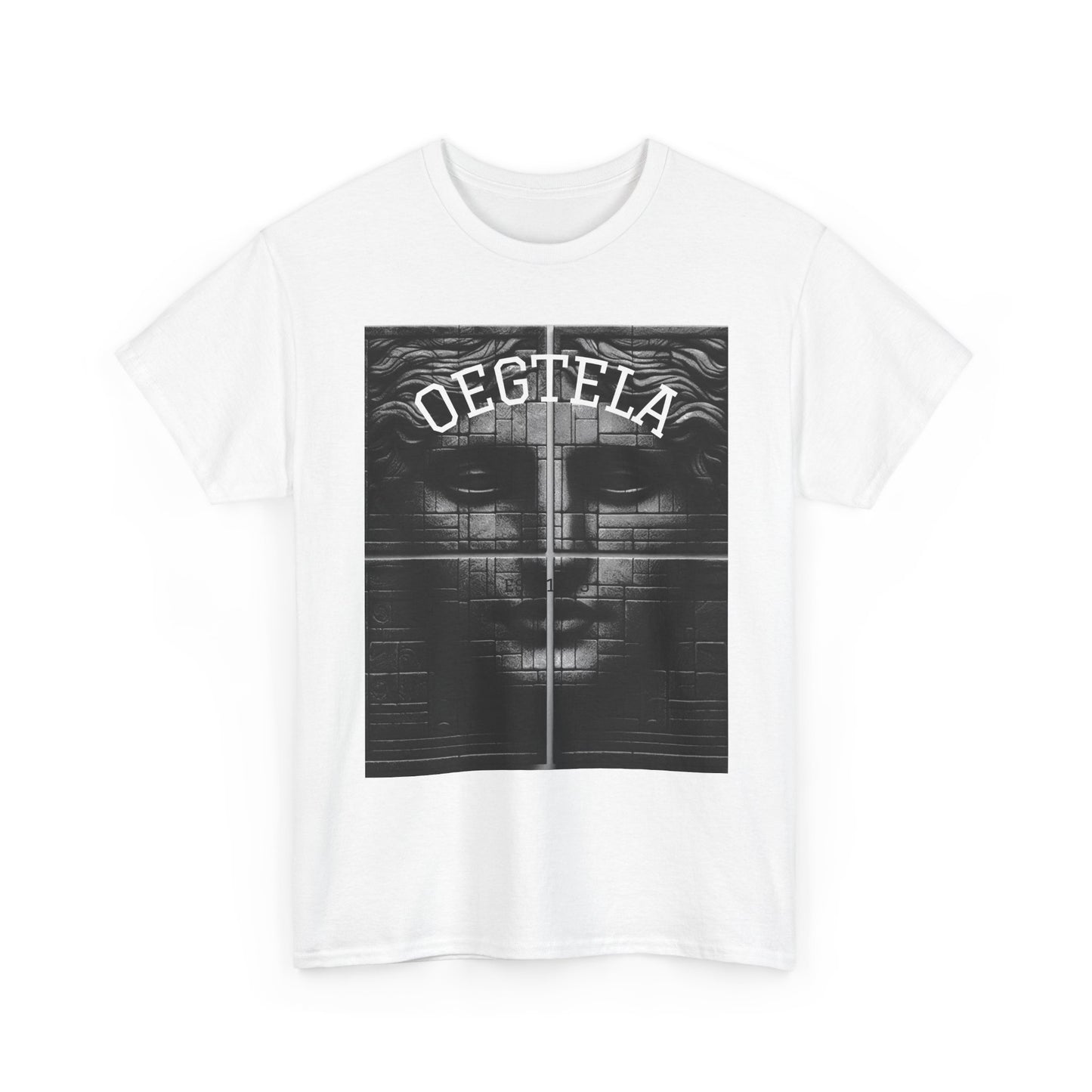 Statue Face Graphic Tee — 'OEGTELA' Vintage Monochrome Art T‑Shirt