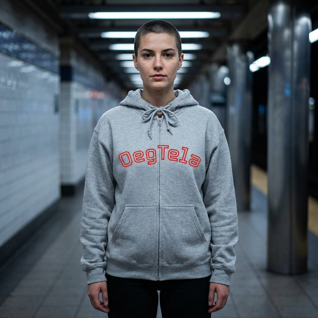 Zip Hoodie — Retro Red 'Oegtela' Arch