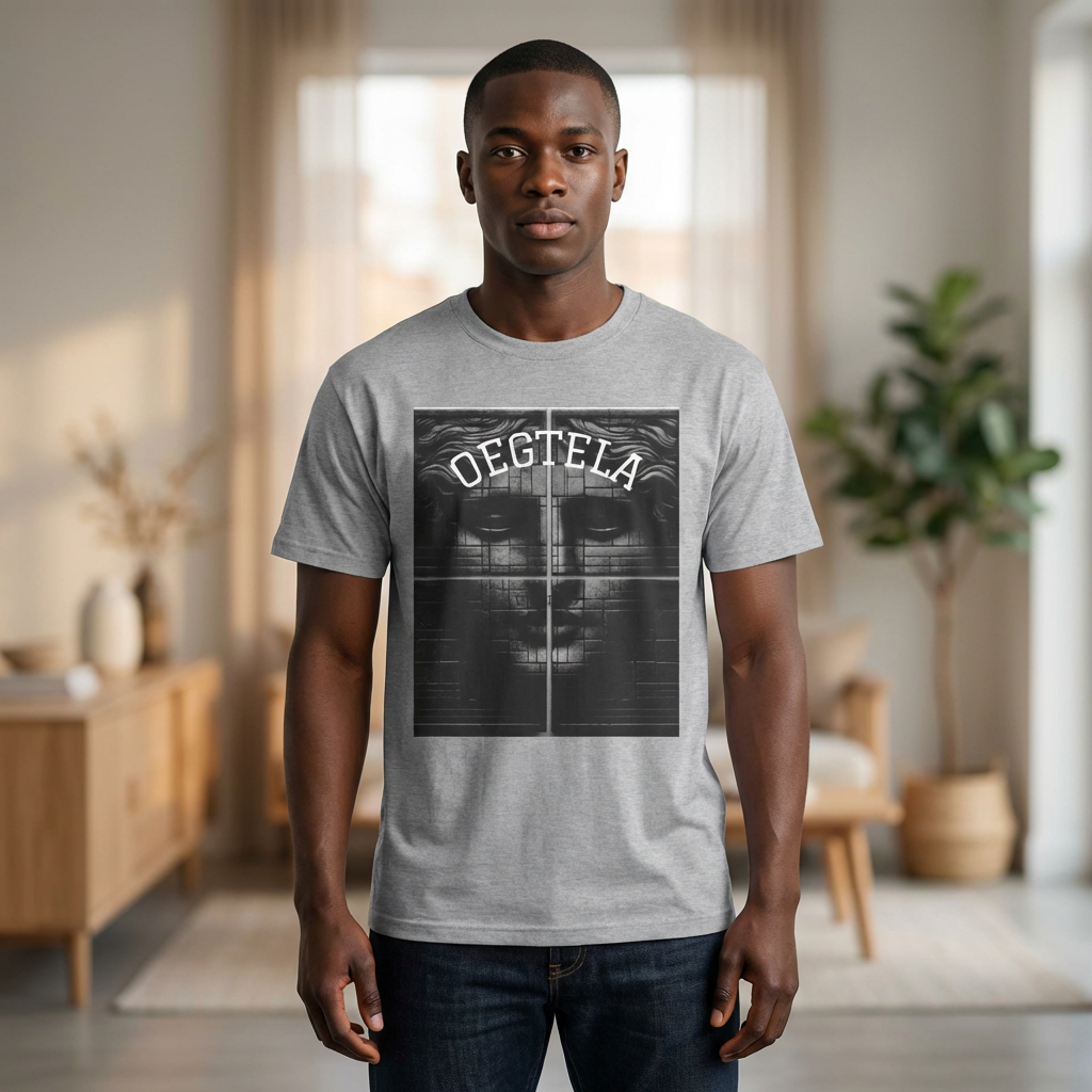 Statue Face Graphic Tee — 'OEGTELA' Vintage Monochrome Art T‑Shirt