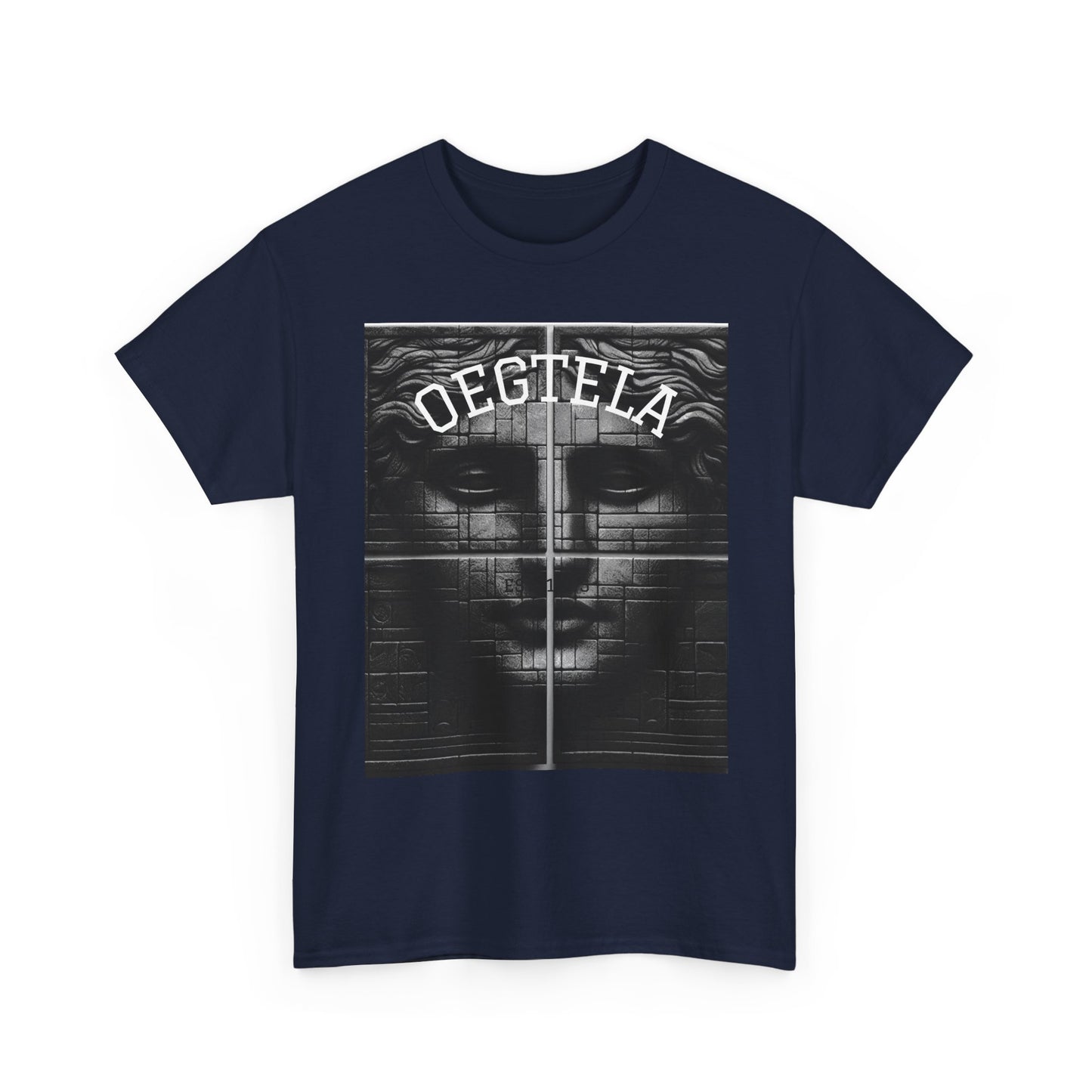 Statue Face Graphic Tee — 'OEGTELA' Vintage Monochrome Art T‑Shirt