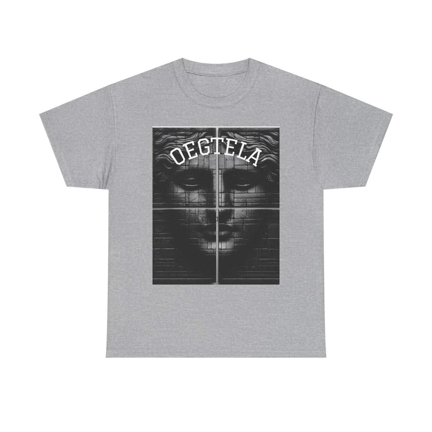 Statue Face Graphic Tee — 'OEGTELA' Vintage Monochrome Art T‑Shirt