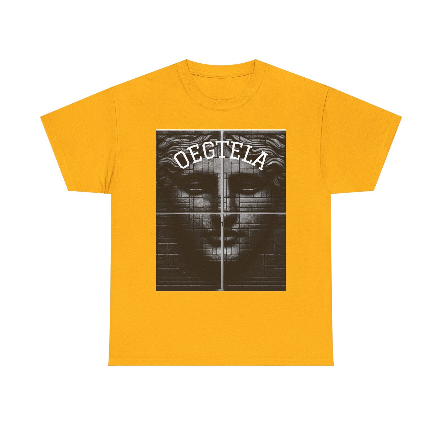 Statue Face Graphic Tee — 'OEGTELA' Vintage Monochrome Art T‑Shirt