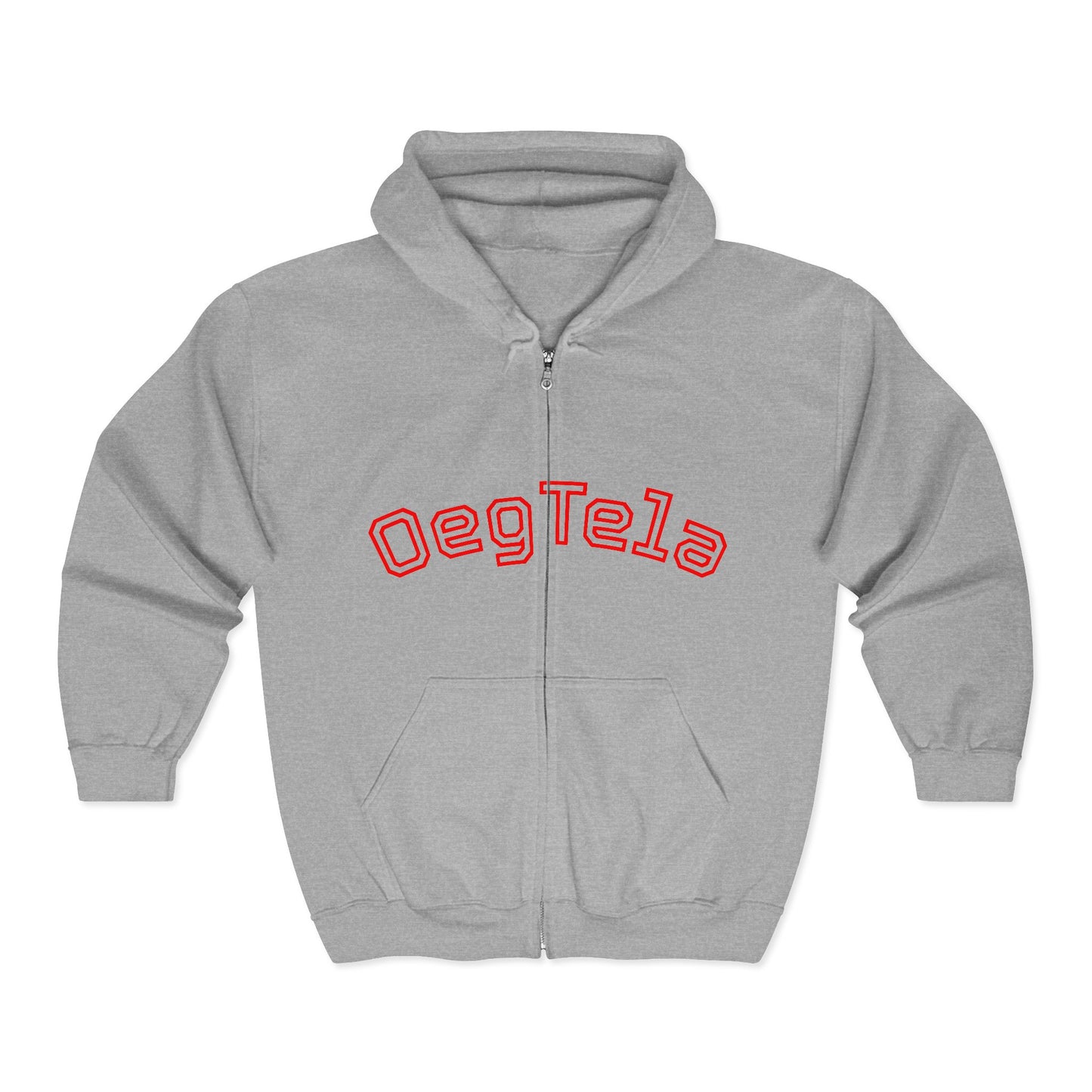 Zip Hoodie — Retro Red 'Oegtela' Arch