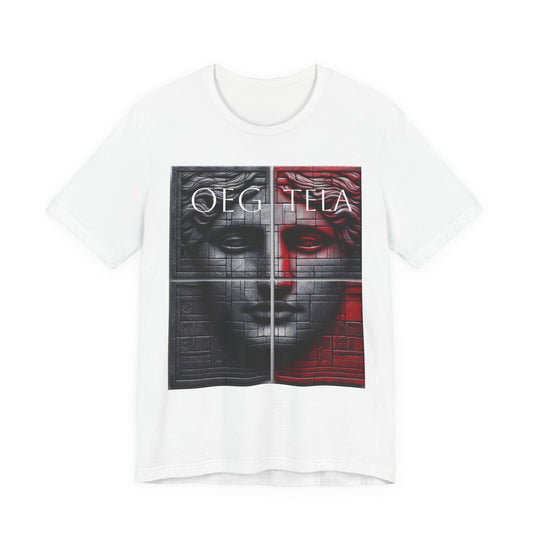 Statue Face Graphic Tee - OEG TELA Red & Black Urban Art T-Shirt
