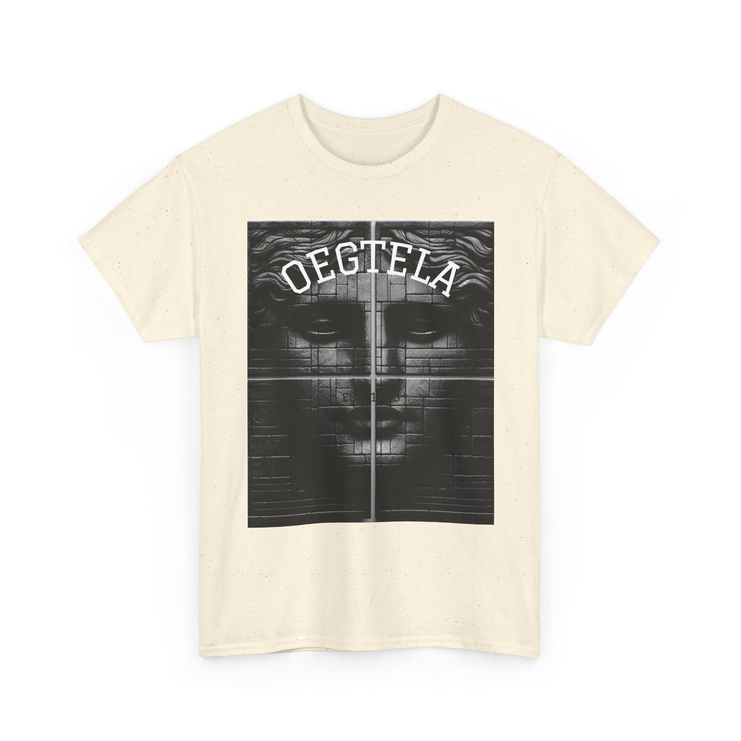 Statue Face Graphic Tee — 'OEGTELA' Vintage Monochrome Art T‑Shirt