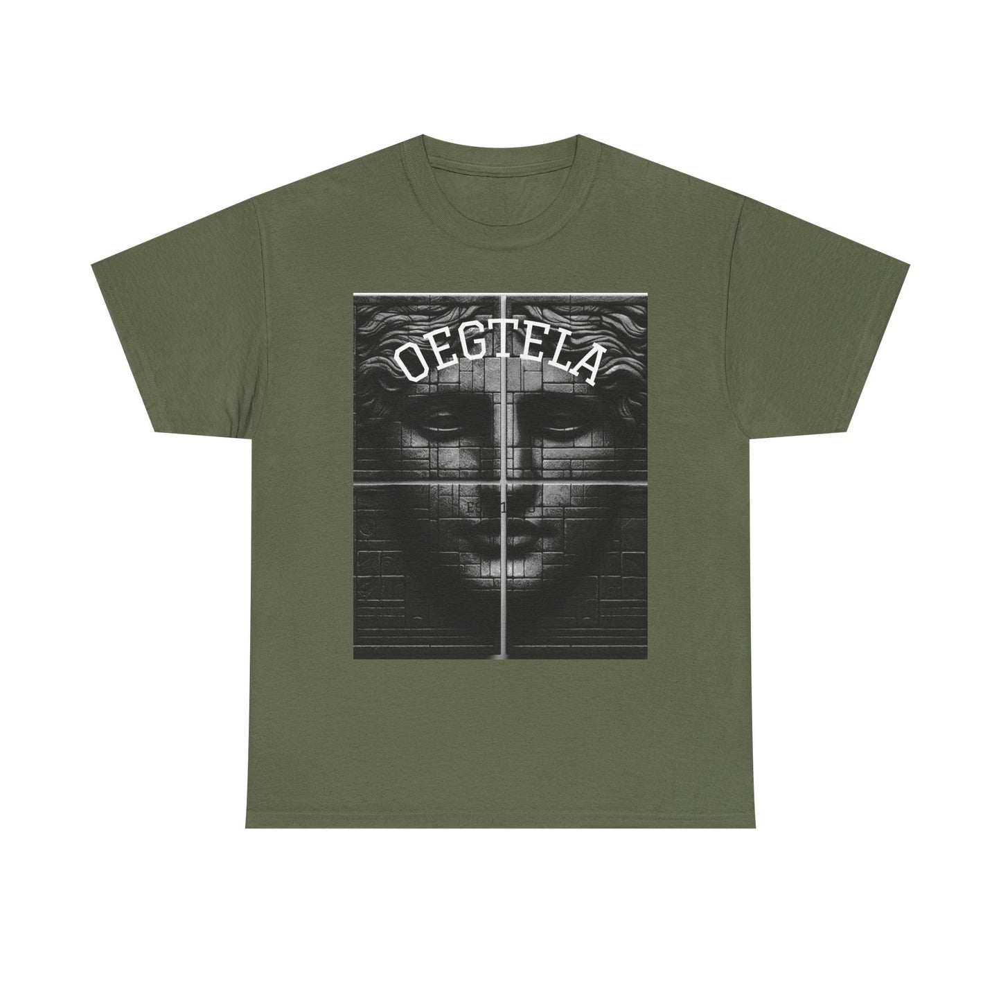 Statue Face Graphic Tee — 'OEGTELA' Vintage Monochrome Art T‑Shirt