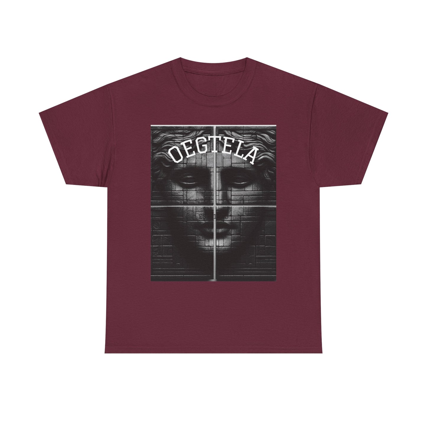 Statue Face Graphic Tee — 'OEGTELA' Vintage Monochrome Art T‑Shirt