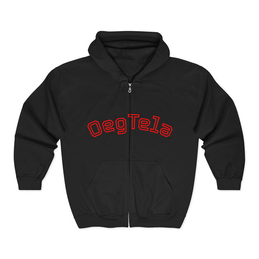 Zip Hoodie — Retro Red 'Oegtela' Arch