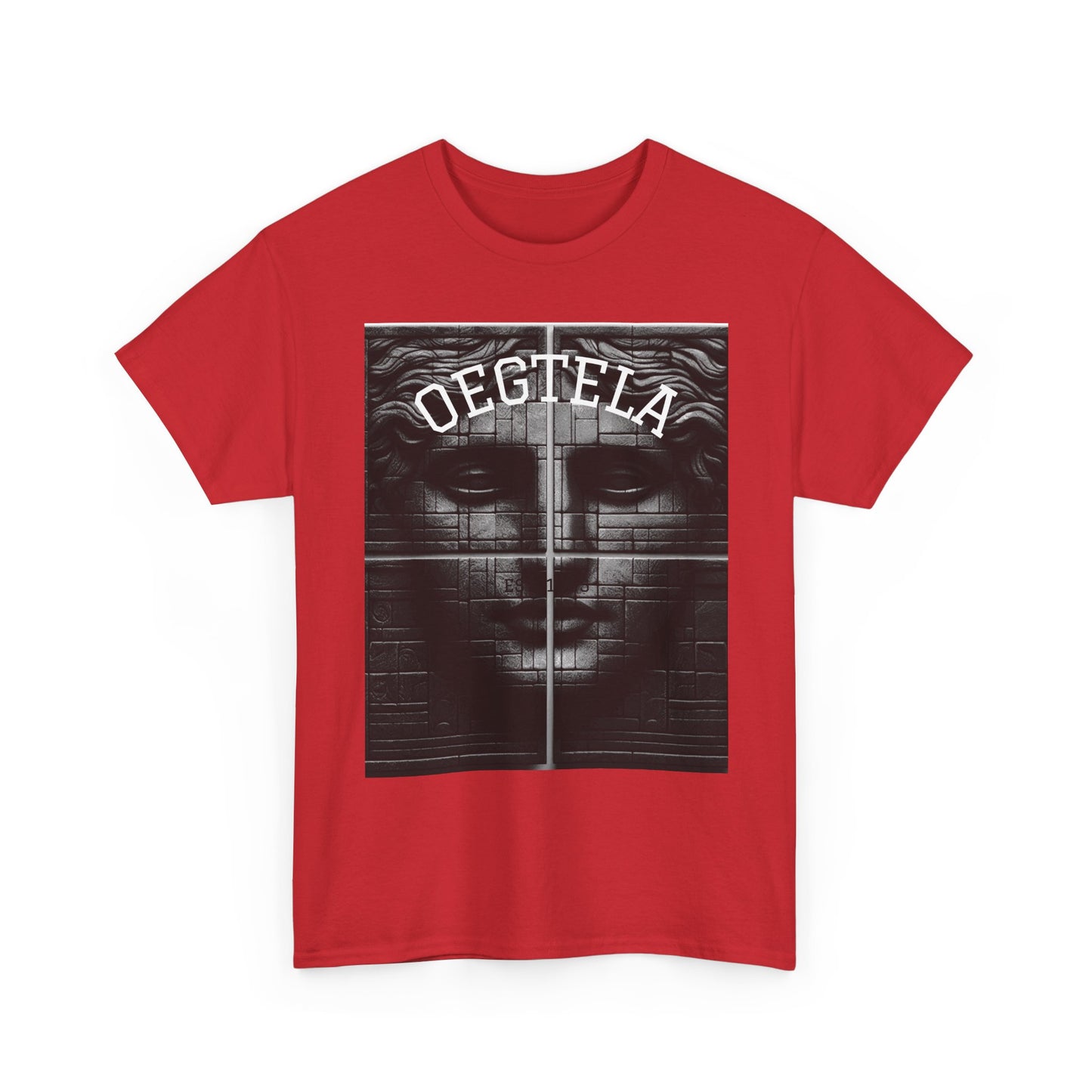 Statue Face Graphic Tee — 'OEGTELA' Vintage Monochrome Art T‑Shirt