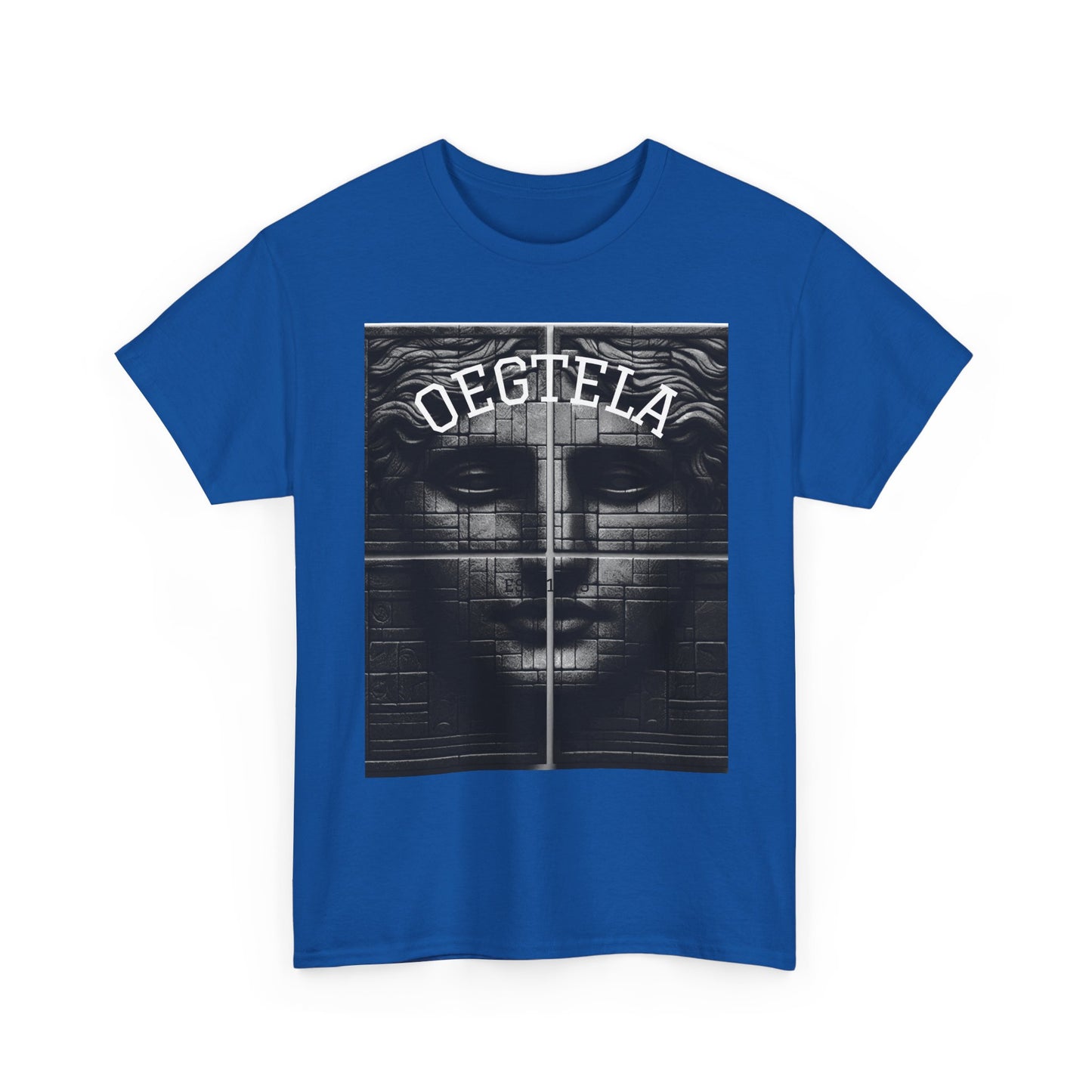 Statue Face Graphic Tee — 'OEGTELA' Vintage Monochrome Art T‑Shirt
